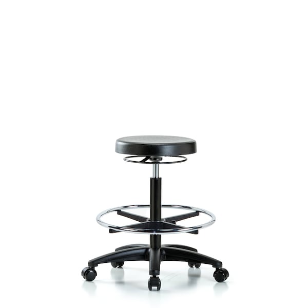 Polyurethane Stool - High Bench Height with Chrome Foot Ring and Casters