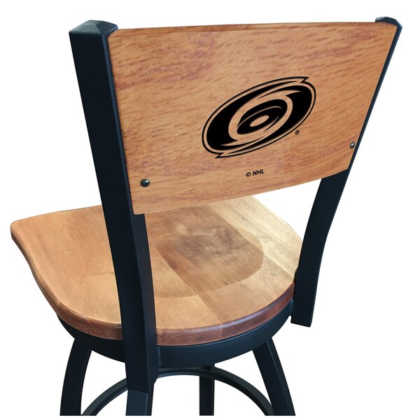 25" Blk Wrinkle Carolina Hurricanes Swivel Bar Stool, Engraved Back