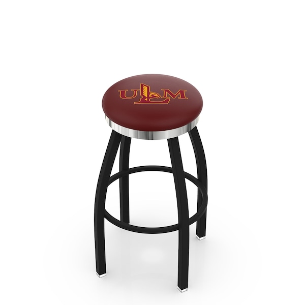 25" Blk Wrinkle Louisiana-Monroe Swivel Bar Stool, Chrome Ring