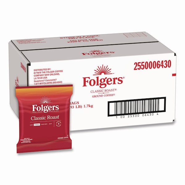 Coffee, Classic Roast, Fraction Pack, Caffeinated, Ground, 4.62 lb, 42 PK