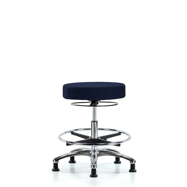 Bench Stool, Med, Fabric, Chrome, CF, Gld, Nav