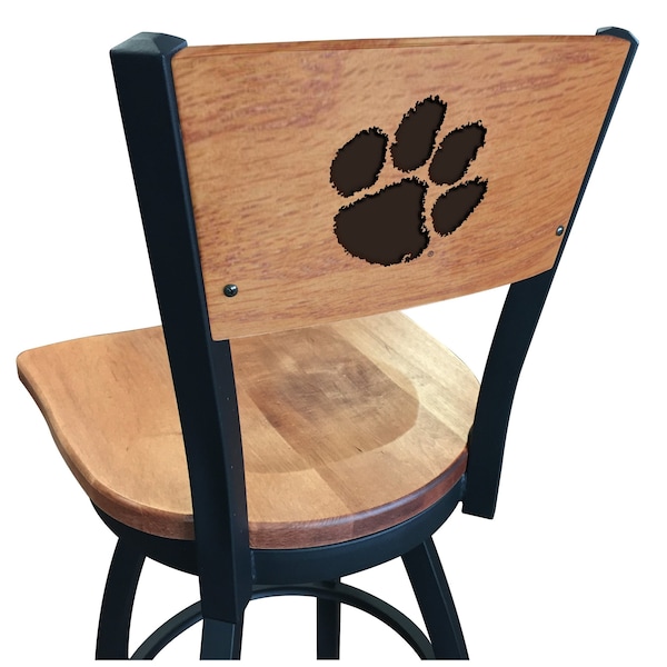 25" Blk Wrinkle Clemson Swivel Bar Stool, Laser Engraved Back