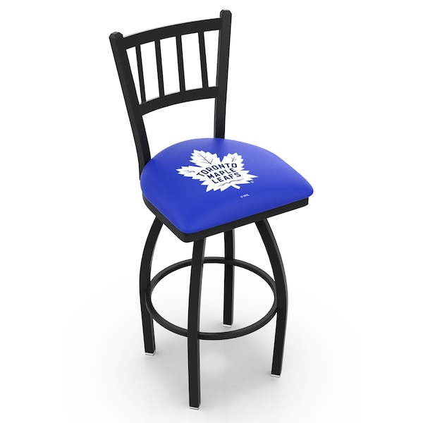 25" Blk Wrinkle Toronto Maple Leafs Swivel Bar Stool, Jailhouse Back