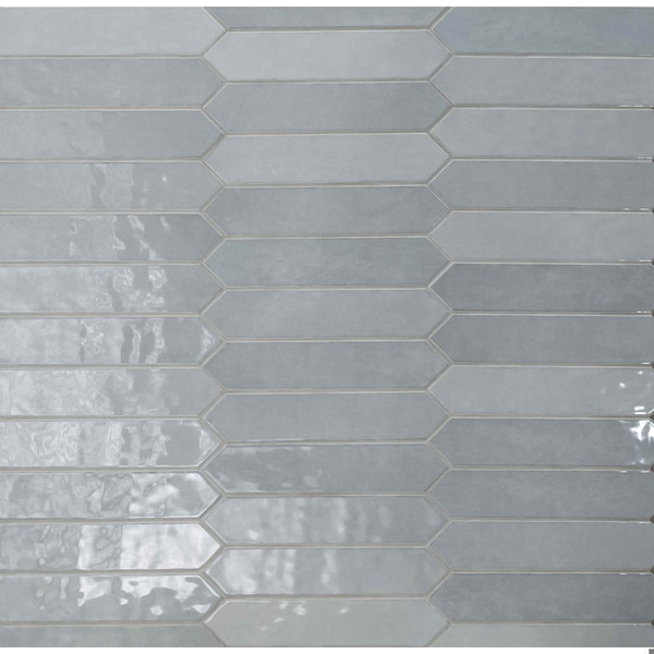 Renzo Sky Pickett 2.5" X 13" Glossy Ceramic Blue Wall Tile, PK62