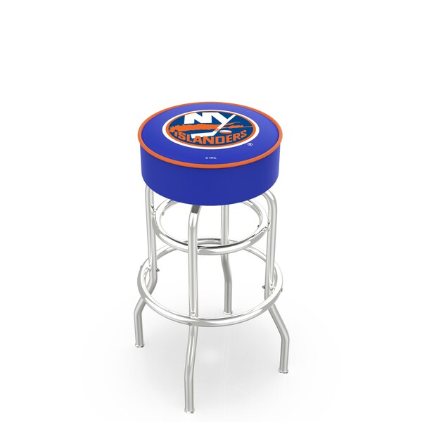 25" New York Islanders Cushion Seat, 2-Ring Chrome Swivel Bar Stool