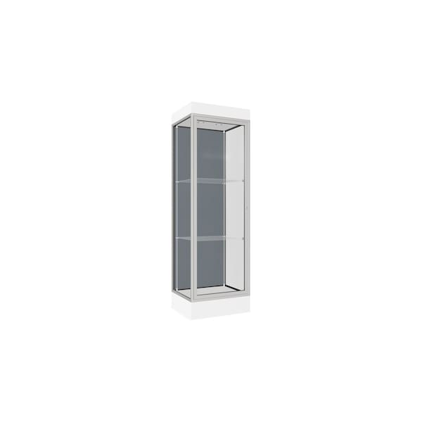 Lighted Floor Display Case 24x76x20, 6" Base, Satin
