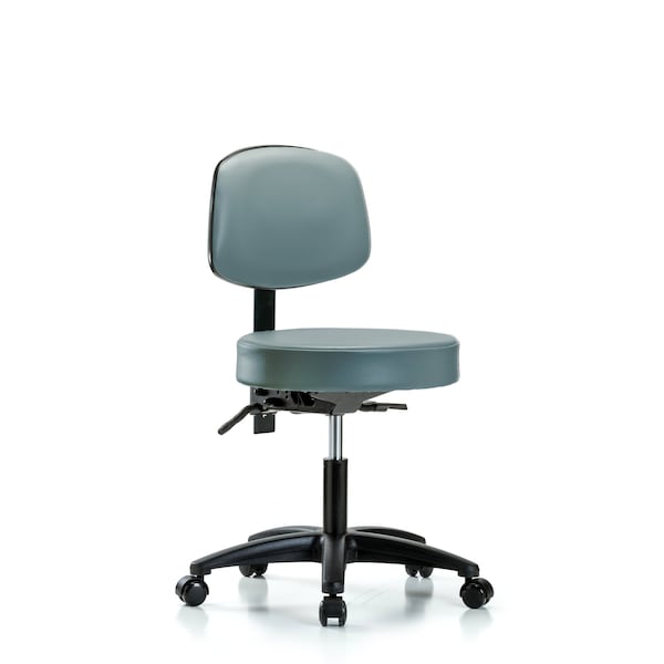 Vinyl Stool, Back, Desk, Casters, Storm