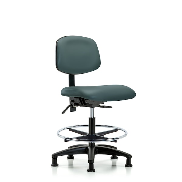 Chair, Vinyl, Med Bench, CF Glides, Blu, No Arms, 22" to 29" Height, Colonial Blue