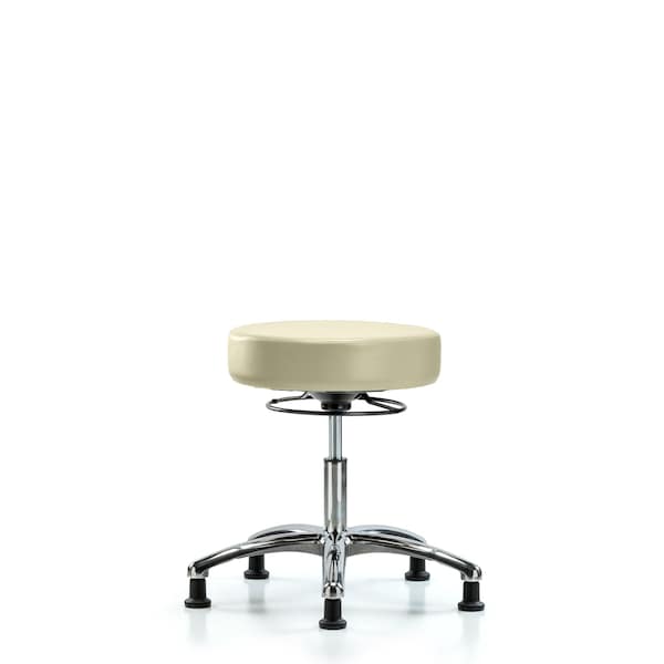 Desk Stool, Vinyl, Chrome, Glides, Wht