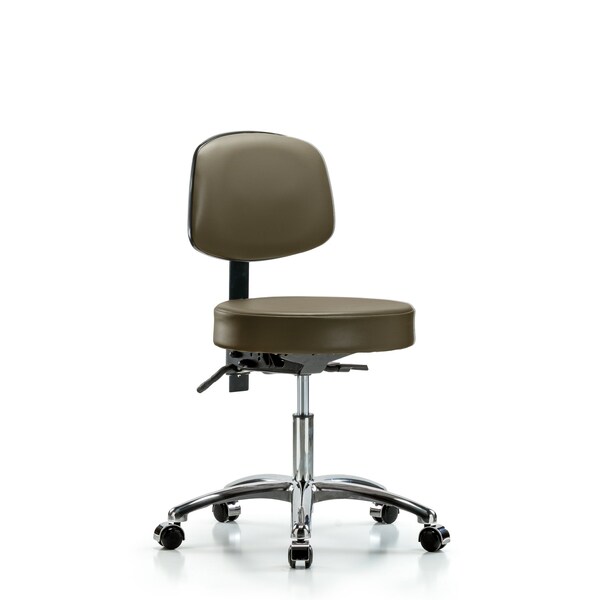 Vinyl Stool, Back Chrome, Desk, Tilt, Casters, Royal