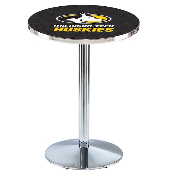 42" Chrome Michigan Tech Pub Table, 36" dia. Top