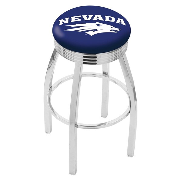25" Chrome Nevada Swivel Bar Stool, Accent Ring
