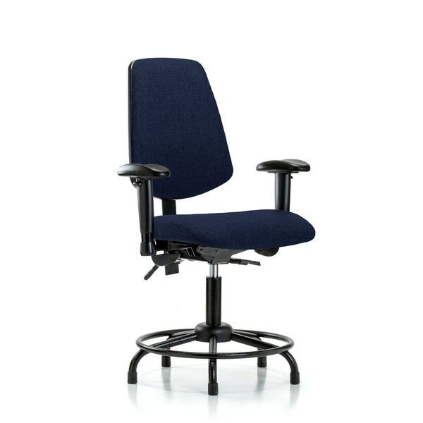 Desk Chair Fab Desk Chair, Med, Bk, RT, Glds, Navy, Adjustable Arms, 19" to 24" Height, Fabric