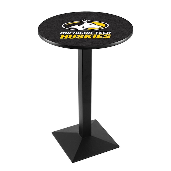 42" Blk Wrinkle Michigan Tech Pub Table, 36" dia. Top