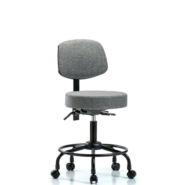 Desk Stool, Fab, Bk, RT, Tilt, Casters, Gry