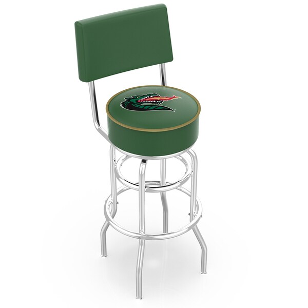 25" Chrome 2-Ring UAB Swivel Bar Stool, Back
