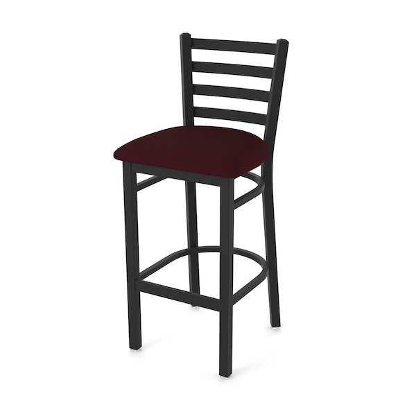 25" Stationary Counter Stool, Black Wrinkle, Canter Bordeaux Seat