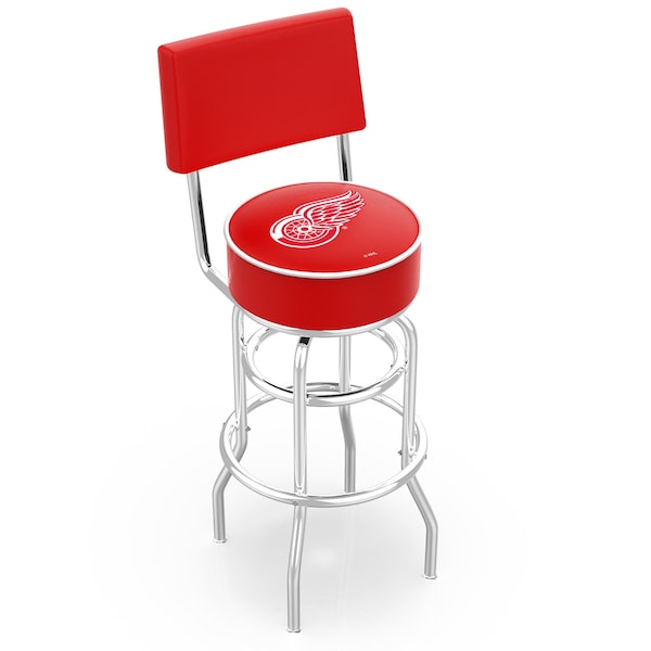 25" Chrome 2-Ring Detroit Red Wings Swivel Bar Stool, Back