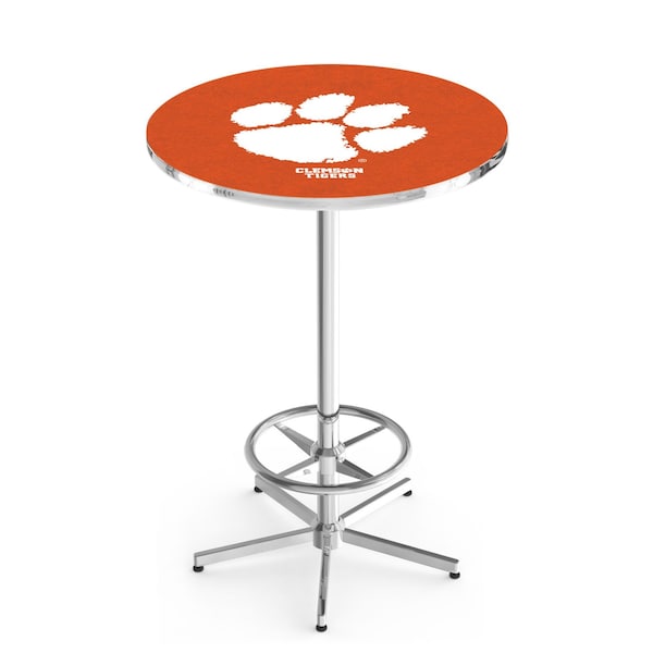42" Chrome Clemson Pub Table, 36" dia. Top