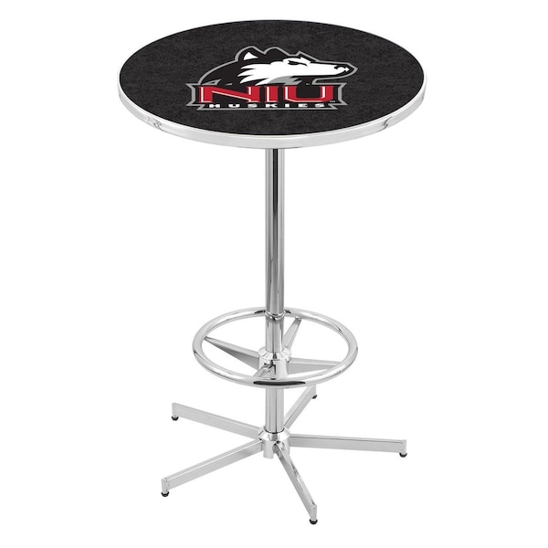 42" Chrome Northern Illinois Pub Table, 36" dia. Top