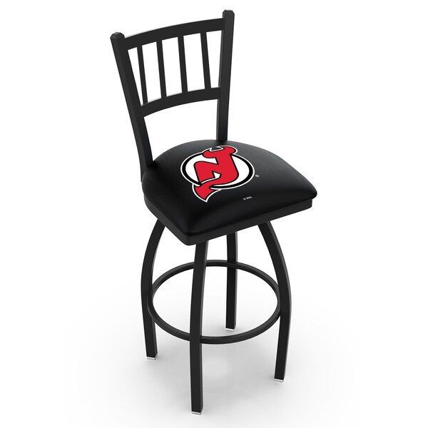 25" Blk Wrinkle New Jersey Devils Swivel Bar Stool, Jailhouse Back
