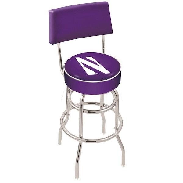 25" Chrome 2-Ring Northwestern Swivel Bar Stool, Back