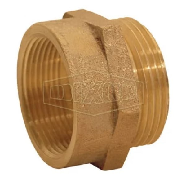 The Right Connection Reducer Hex Nipple, 2-1/2 x 1-1/2 in, FNYFD x MNPT, Cast Brass, Domestic