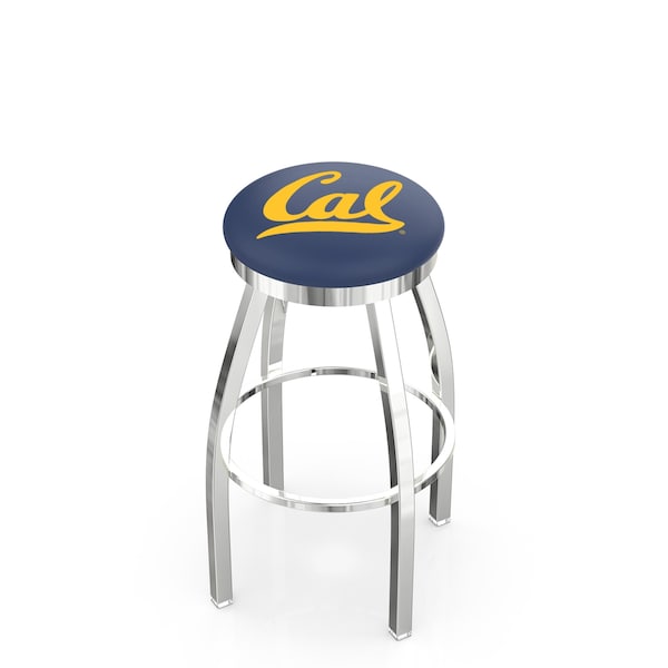 25" Chrome Cal Swivel Bar Stool, Accent Ring