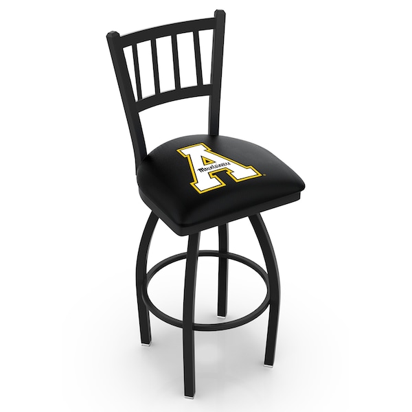 25" Blk Wrinkle Appalachian State Swivel Bar Stool, Jailhouse Back