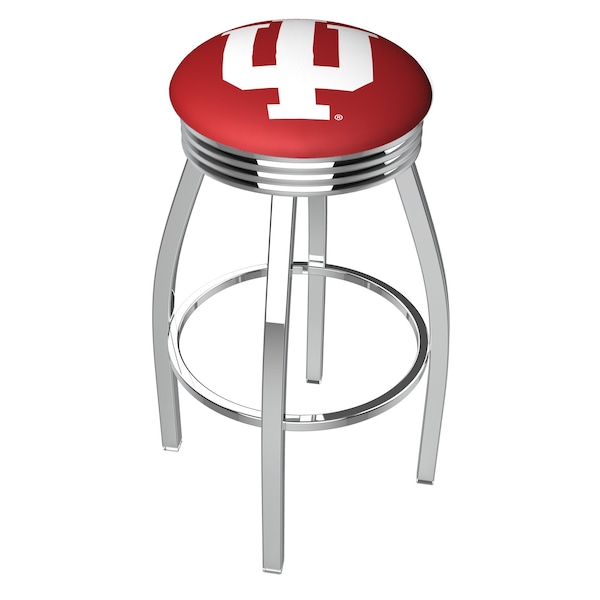 25" Chrome Indiana Swivel Bar Stool, Accent Ring