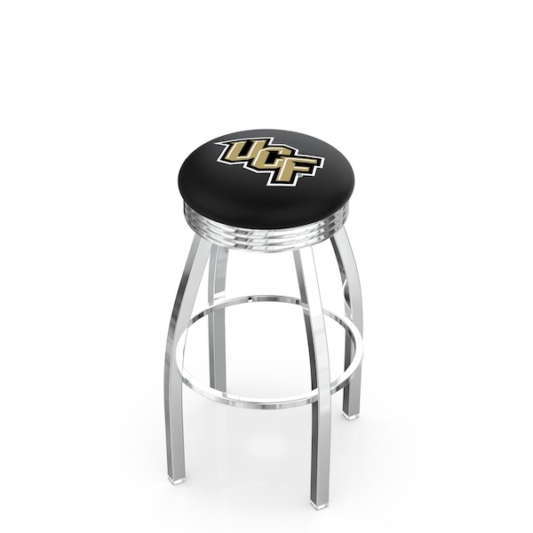 25" Chrome Central Florida Swivel Bar Stool, Accent Ring