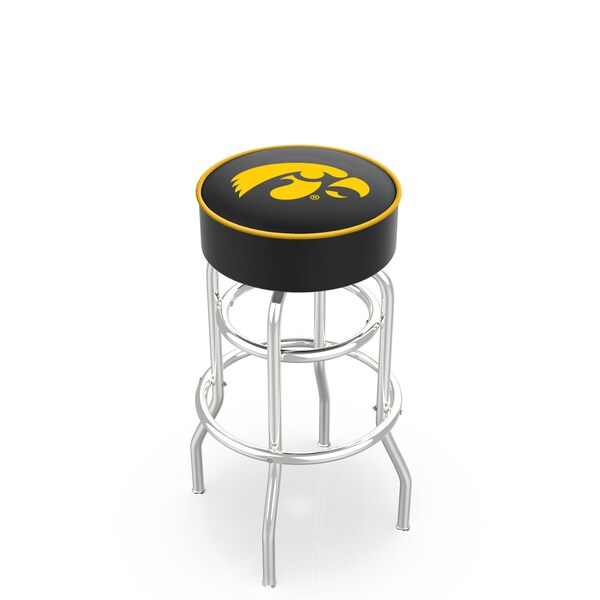 25" 4" Iowa Cushion Seat, Double-Ring Chrome Swivel Bar Stool