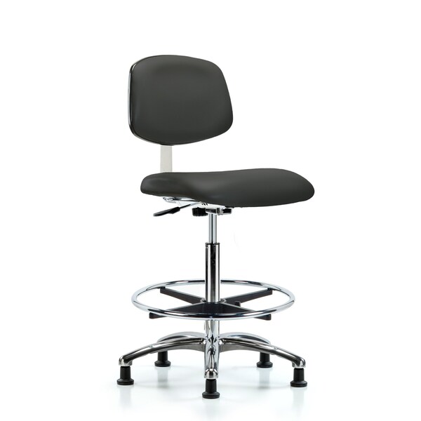 Clean Room Chair Hi Ben Chair, Vin, Chrm, CF, Glds, Gry, CL10, 26" to 35-1/2" Height, Vinyl, Charcoal