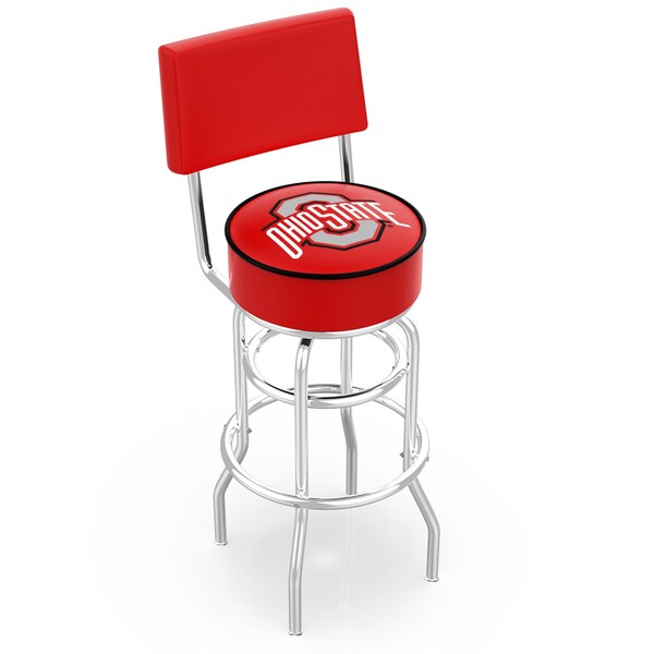25" Chrome 2-Ring Ohio State Swivel Bar Stool, Back