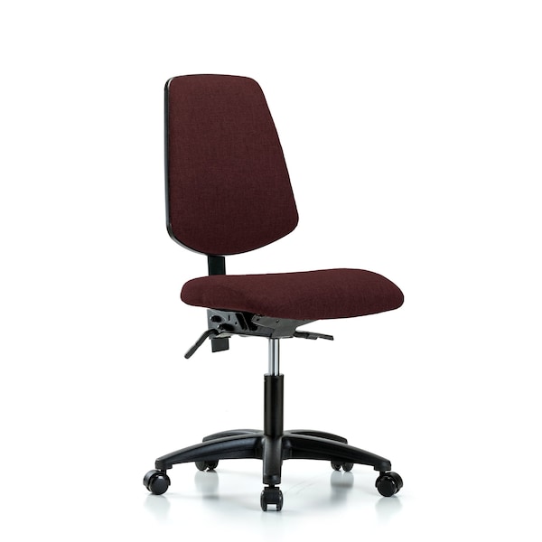 Desk Chair Fab Desk Chair, Med, Bk, Tilt Cast, Bur, No Arms, 19" to 24" Height, Fabric, Burgundy