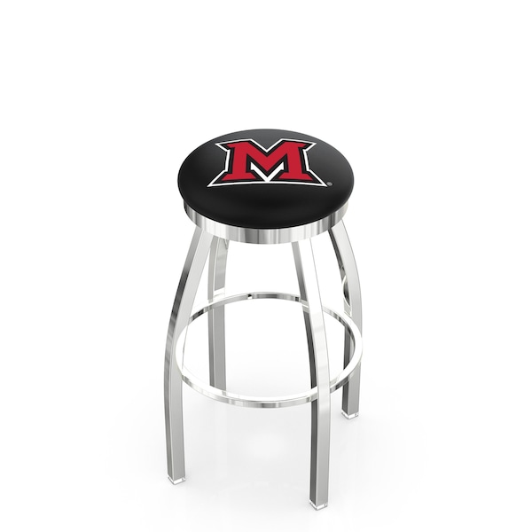25" Chrome Miami (OH) Swivel Bar Stool, Accent Ring