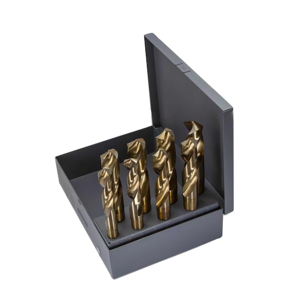 8 Piece Cobalt Drill Bit Set with Reduced 1/2" Shank, 9/16" - 1", D/ACO