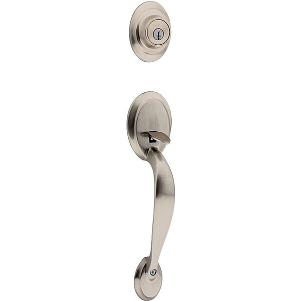 Handleset, 3 Grade, Metal, Satin Nickel, 238 x 234 in Backset, KW1 Keyway, 134 in Thick Door