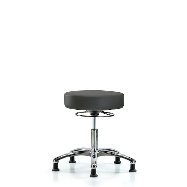 Desk Stool, Vinyl, Chrome, Glides, Gry
