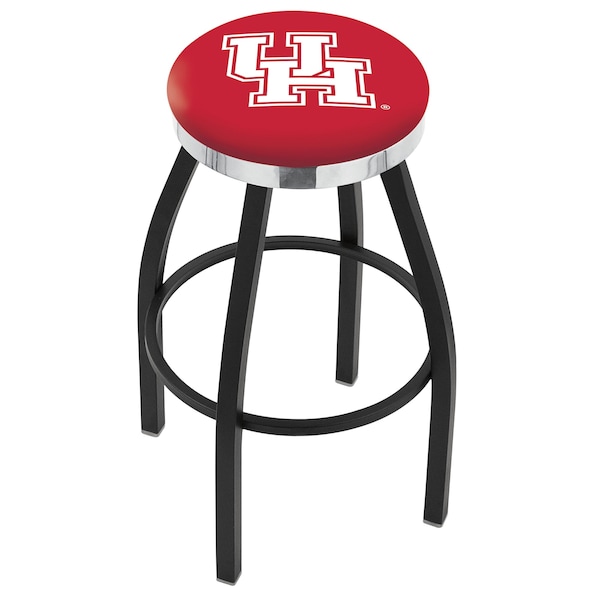 25" Blk Wrinkle Houston Swivel Bar Stool, Chrome Ring