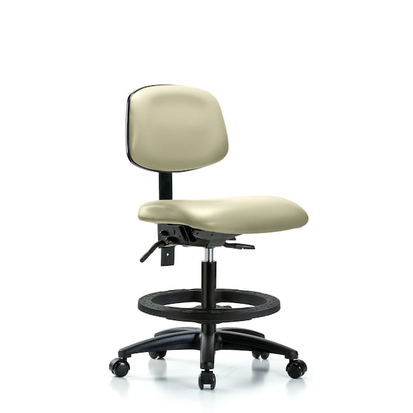 Chair, Vin, Med Bench, Tilt BF Casters, Wht, No Arms, 22" to 29" Height, Adobe White
