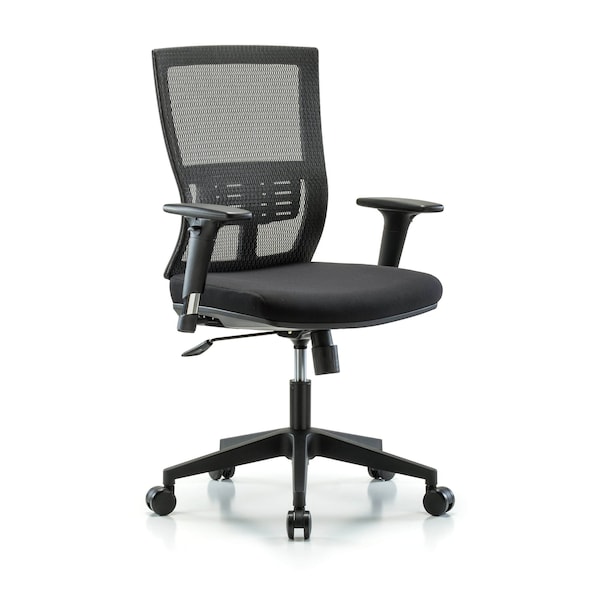 Desk Chair Modern Mesh Chair, C1, AA, Casters, Adjustable Arms, 18-1/2" to 21-1/2" Height, Mesh, Black