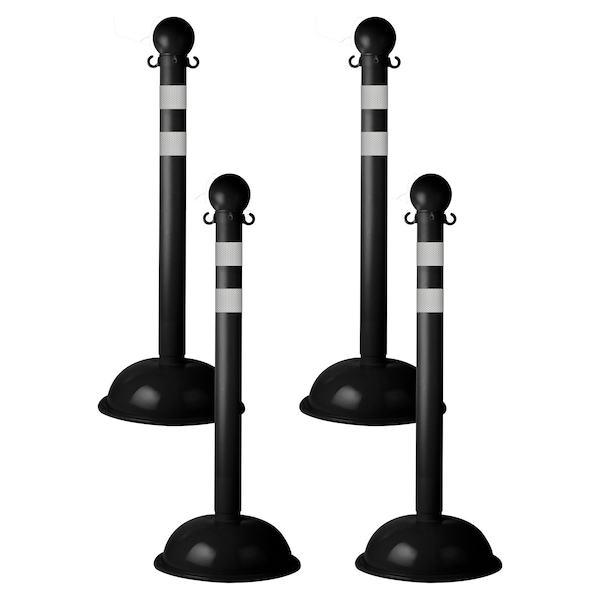 Black Reflective Heavy Duty Stanchion (4-Pack)