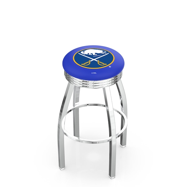 25" Chrome Buffalo Sabres Swivel Bar Stool, Accent Ring