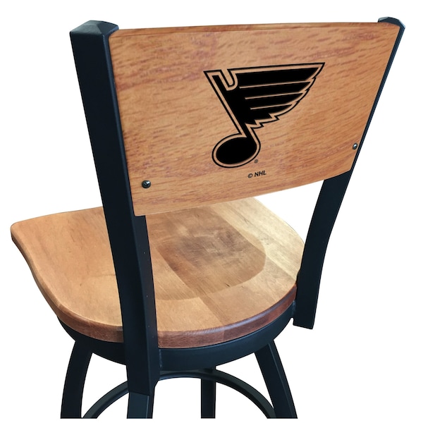 25" Blk Wrinkle St Louis Blues Swivel Bar Stool, Laser Engraved Back