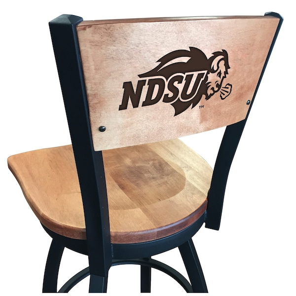 25" Blk Wrinkle North Dakota State Swivel Bar Stool, Engraved Back