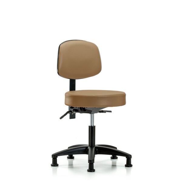 Desk Stool, Vinyl, Bk, Tilt, Glides, Taupe