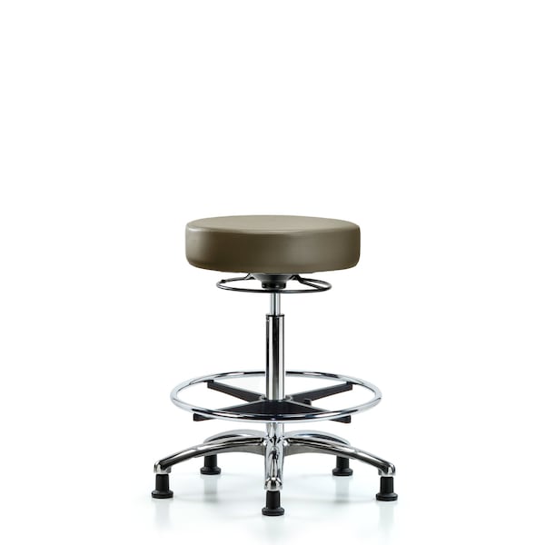 Vinyl Stool, Chrome, High Bench, Foot Ring, Glides, Royal