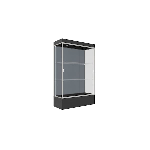 Lighted Floor Display Case 48x76x20, 12" Base, Satin