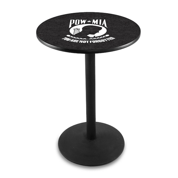 42" Blk Wrinkle POW/MIA Pub Table, 36" dia. Top
